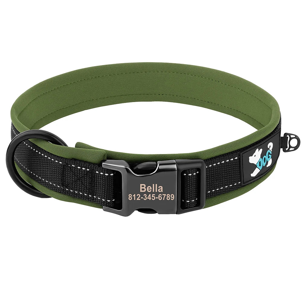 Collier pour Chien Personnalisable | Réfléchissant, Rembourré & Médaille Gravée Offerte