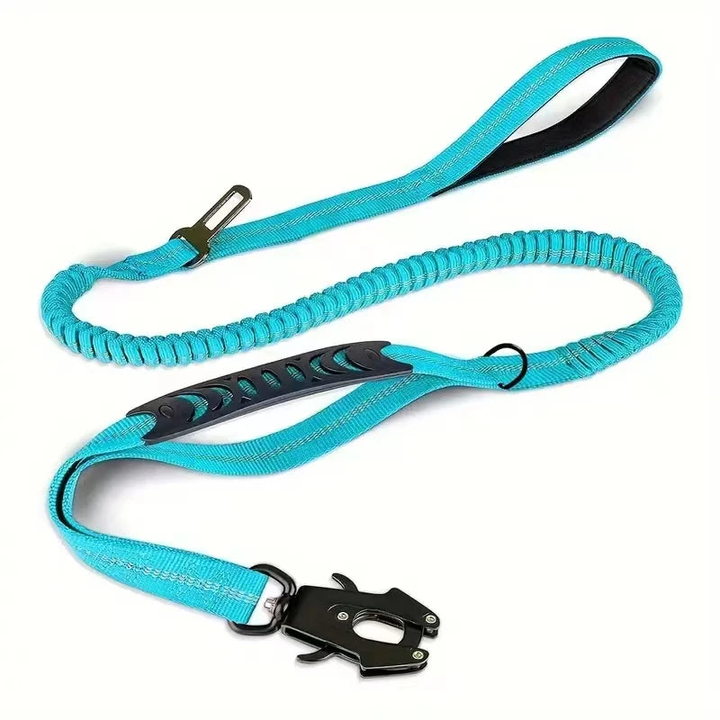 Laisse Tactique Réfléchissante pour Grand Chien – Double Poignée, Anti-Traction, Absorption des Chocs