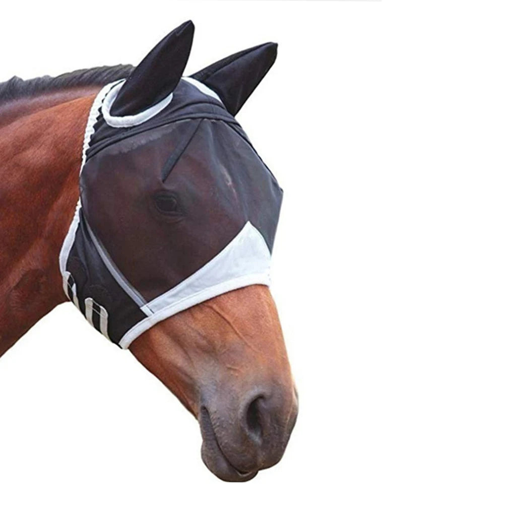Masque anti-mouches pour cheval – Respirant, réglable et confortable (S / M / L)
