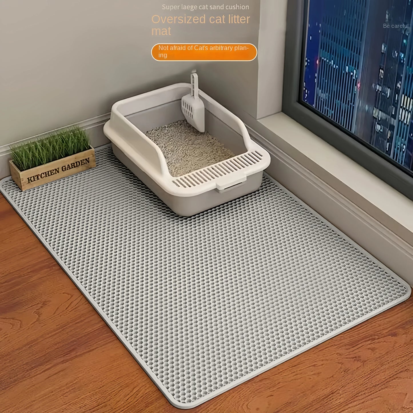 Waterdichte, dubbellaagse kattenbakmat, antislip, wasbaar. Huisdierreiniging.