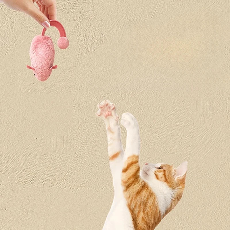 Souris Interactive en Fausse Fourrure pour Chat — Jouet Électrique Autonome