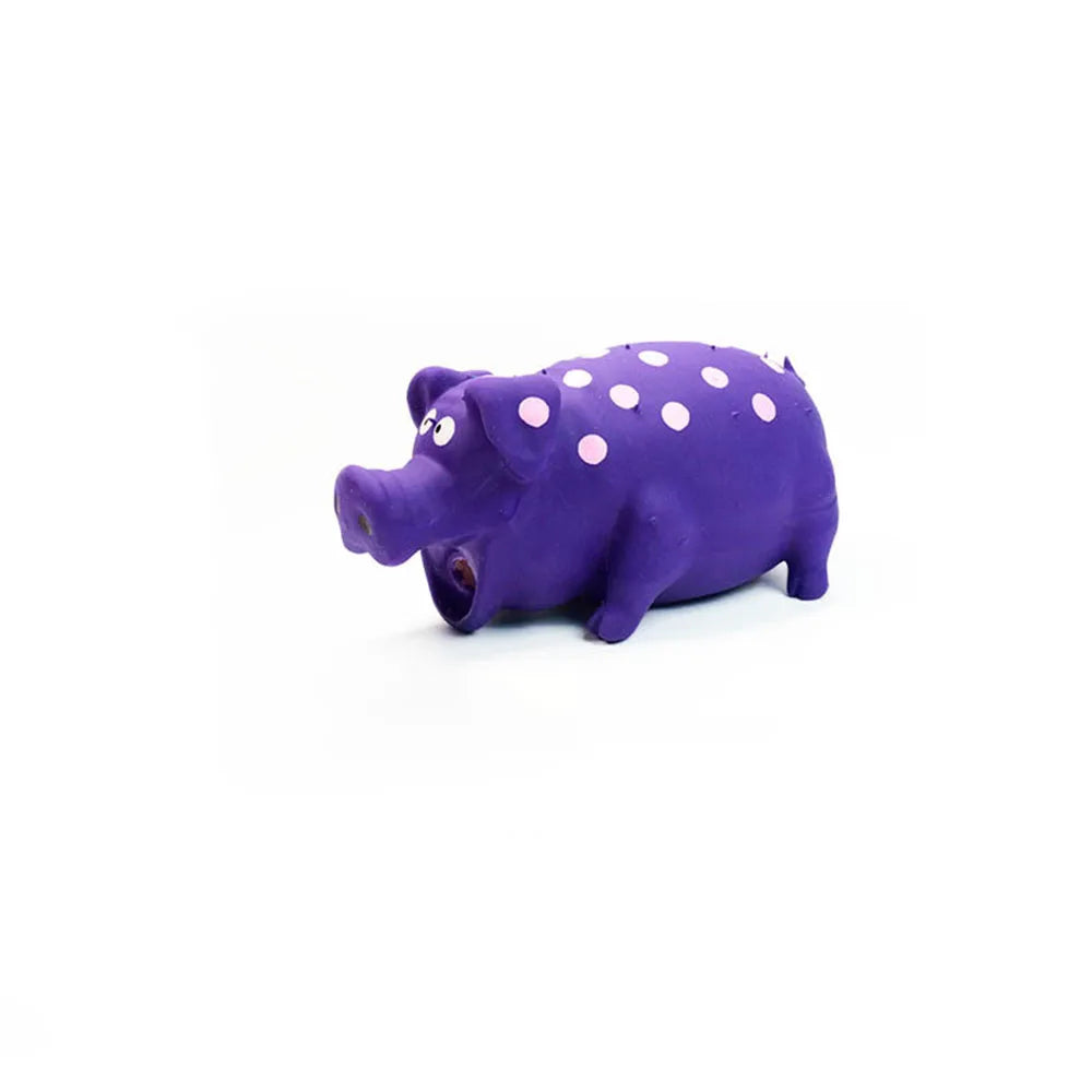 Latex huisdier speeltje in de vorm van een varken - Duurzaam kauw- en bijtspeeltje, gestippeld en piepend, voor honden en huisdieren. Accessoires voor intelligentiespellen.