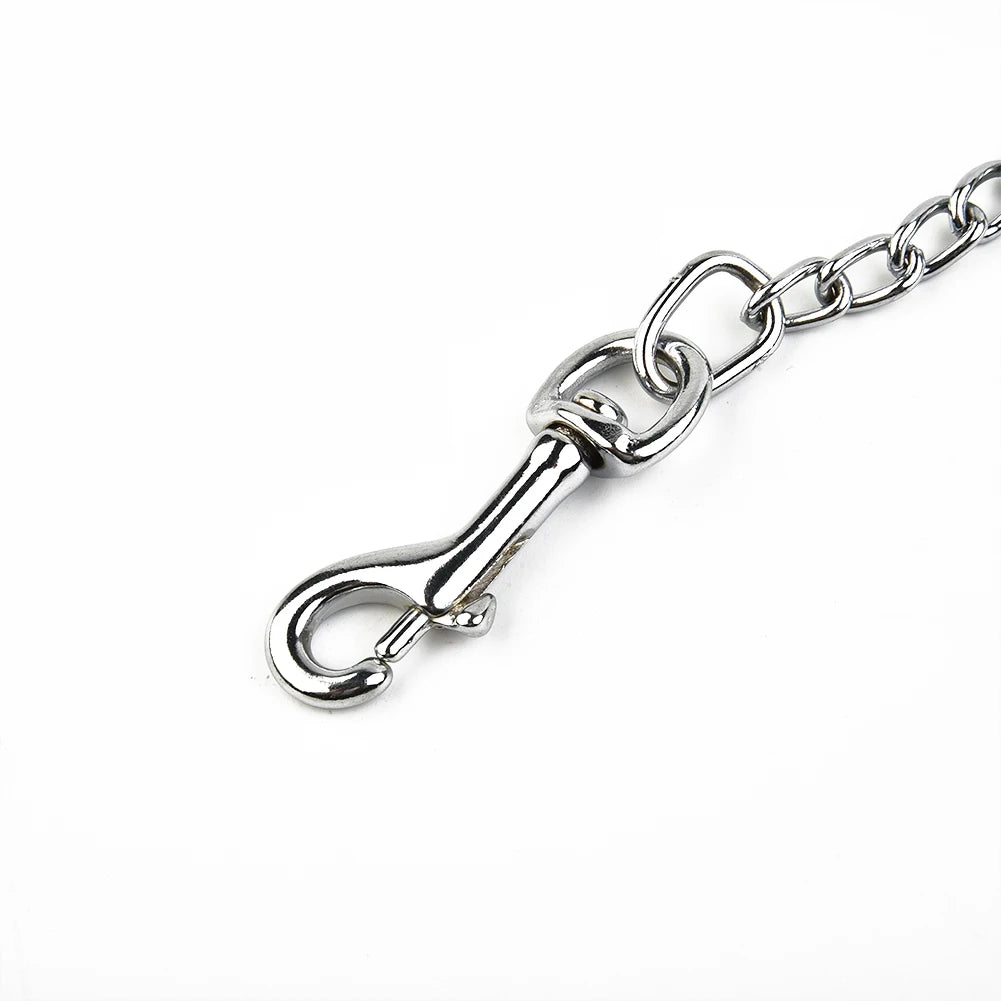 Laisse en métal avec poignée en cuir pour chien – Contrôle ferme et confort (120 cm)