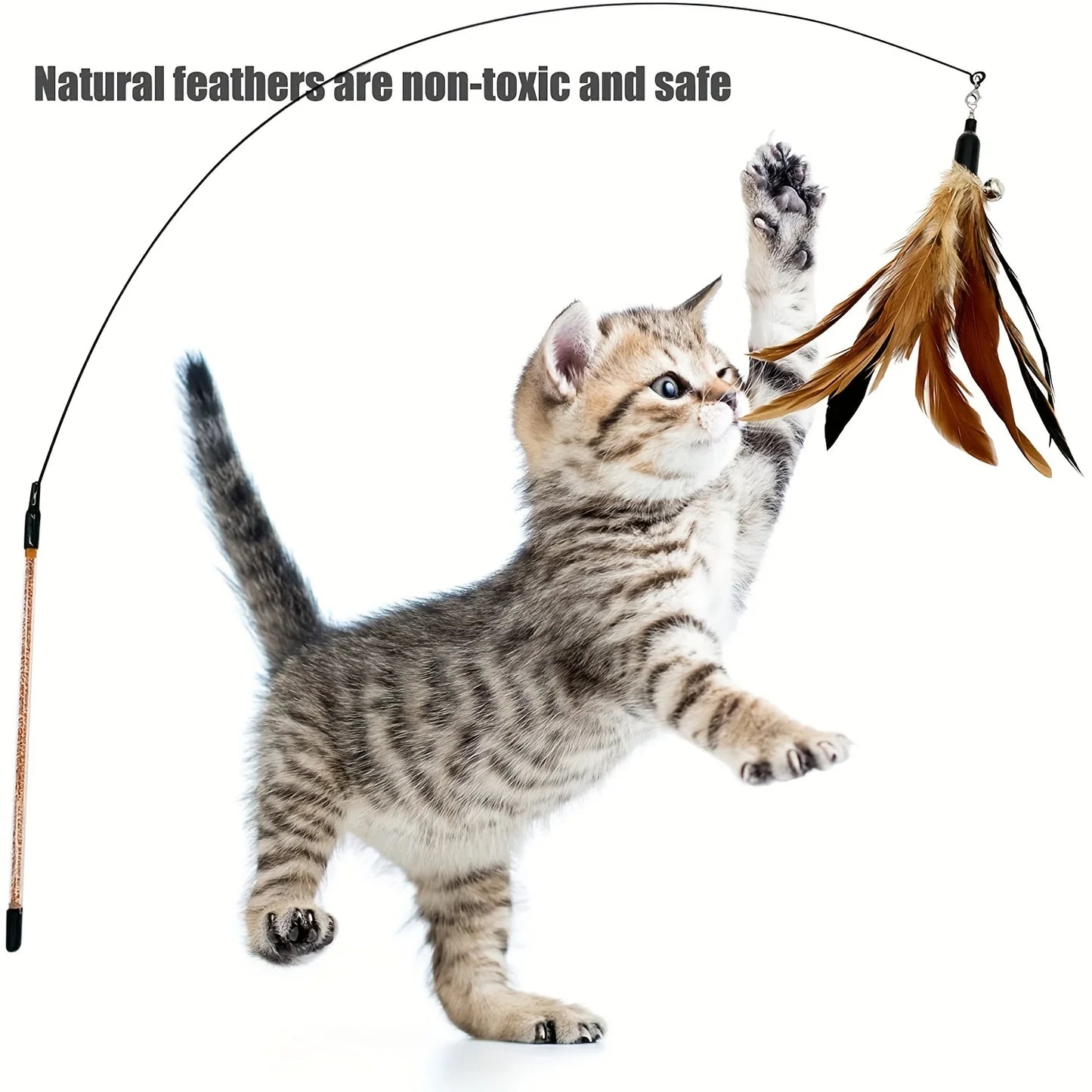 Recharges plumes naturelles pour baguette de chat – Lot de 6