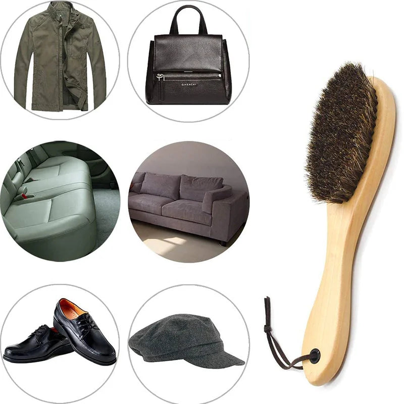Brosse à poils de cheval — manche en bois