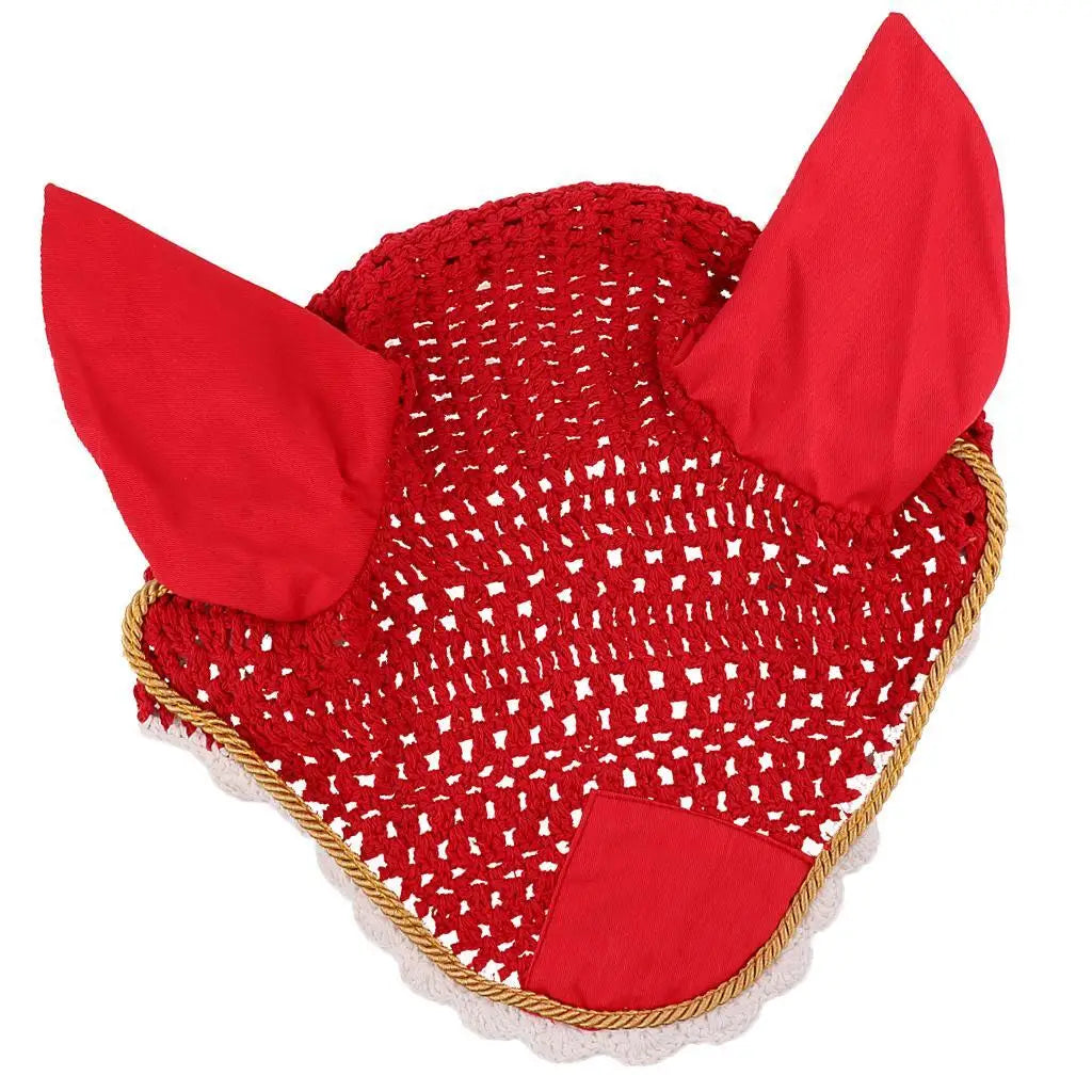 Bonnet anti-mouches cheval en coton – Oreilles crochetées