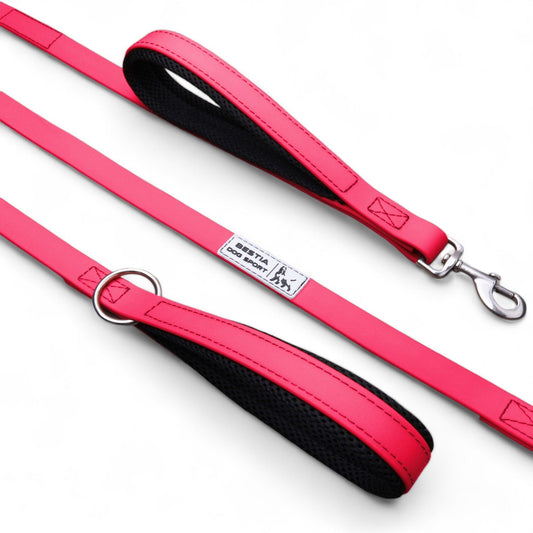 Laisse à double poignée BESTIA DOG SPORT rose fluo