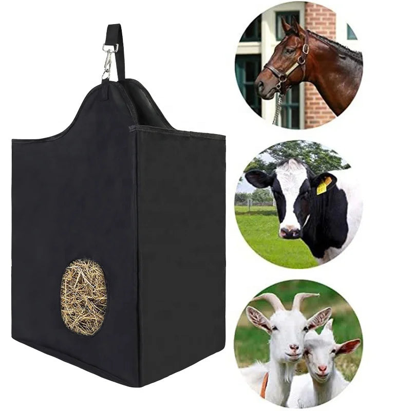 Equestrian 2024 hooinet voor paarden, verstevigde nylon onderkant met riemen, duurzaam PVC, elegante stiksels