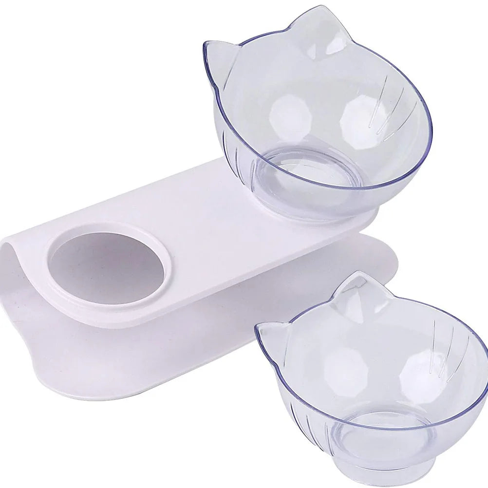 Voerbakken voor katten, waterbak, dubbele voerbak 15° kantelbaar, valbestendig