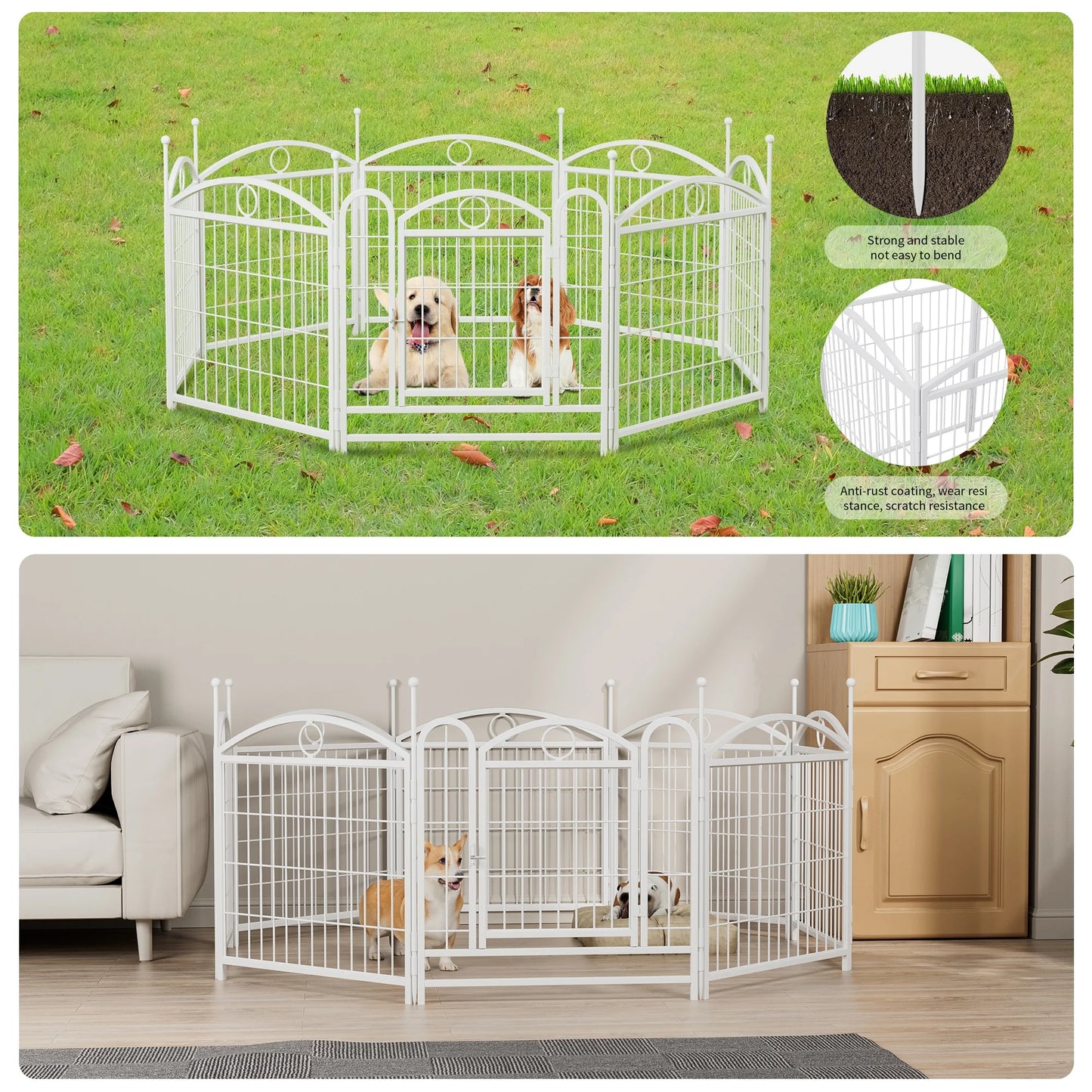 Parc d'Exercice en Métal pour Chien & Chiot | Intérieur & Extérieur avec Portes