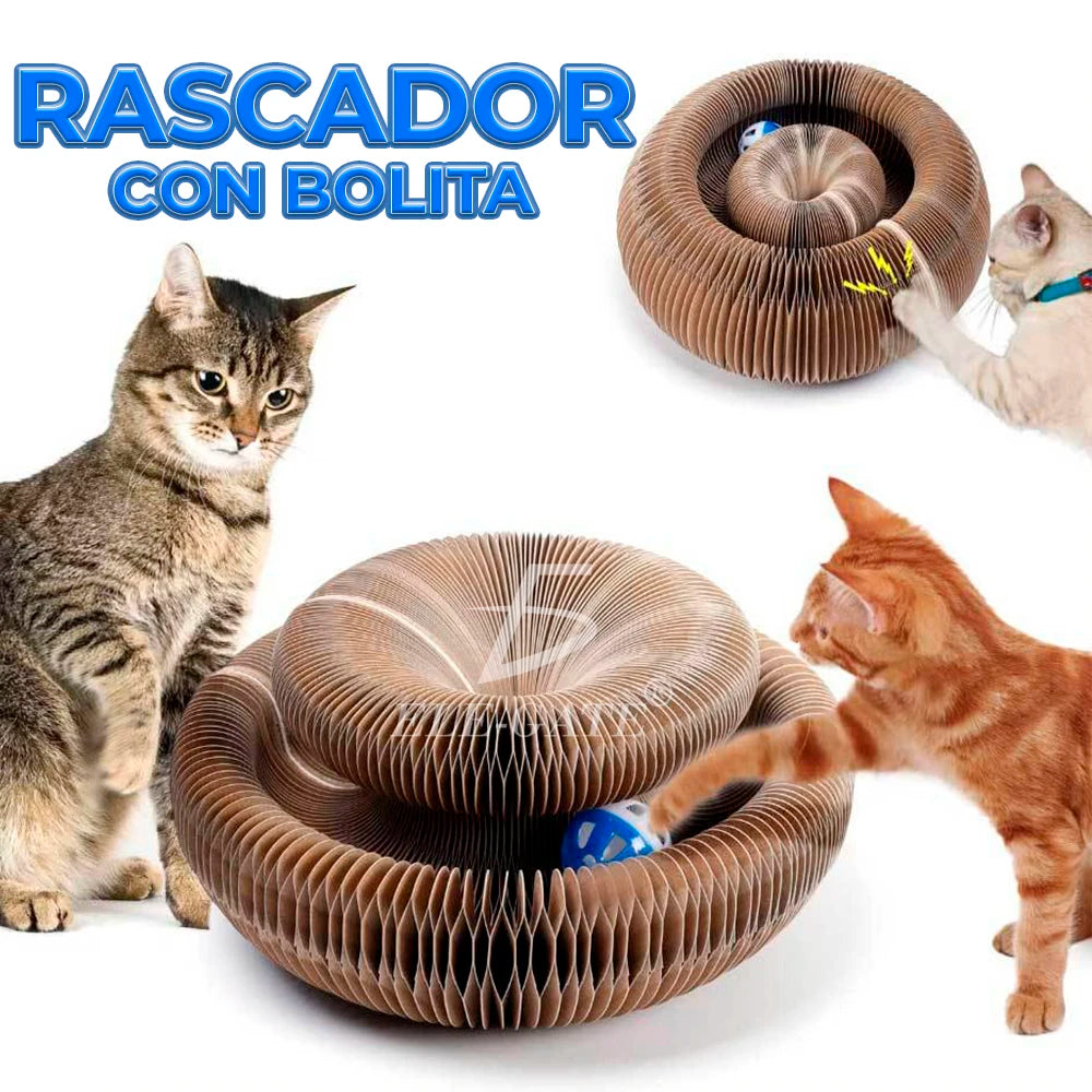 Griffoir Magique Pliable pour Chat | Carton Renforcé 2-en-1 avec Balle Clochette
