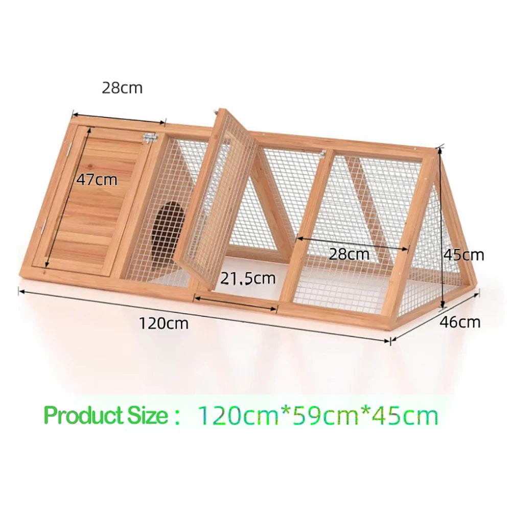 Cage triangulaire en bois pour lapin — extérieur