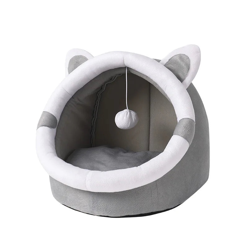 Nid semi-fermé à oreilles pour chat — Douillet & écologique