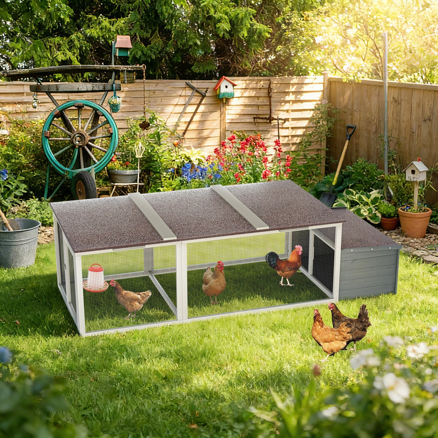 Poulailler en Bois Extérieur | Cage Sécurisée pour Poules, Lapins & Petits Animaux