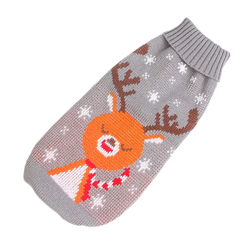 Pull Tricoté pour Chien – Laine, Motif Élan & Rayures, Automne/Hiver, 5 à 28 kg