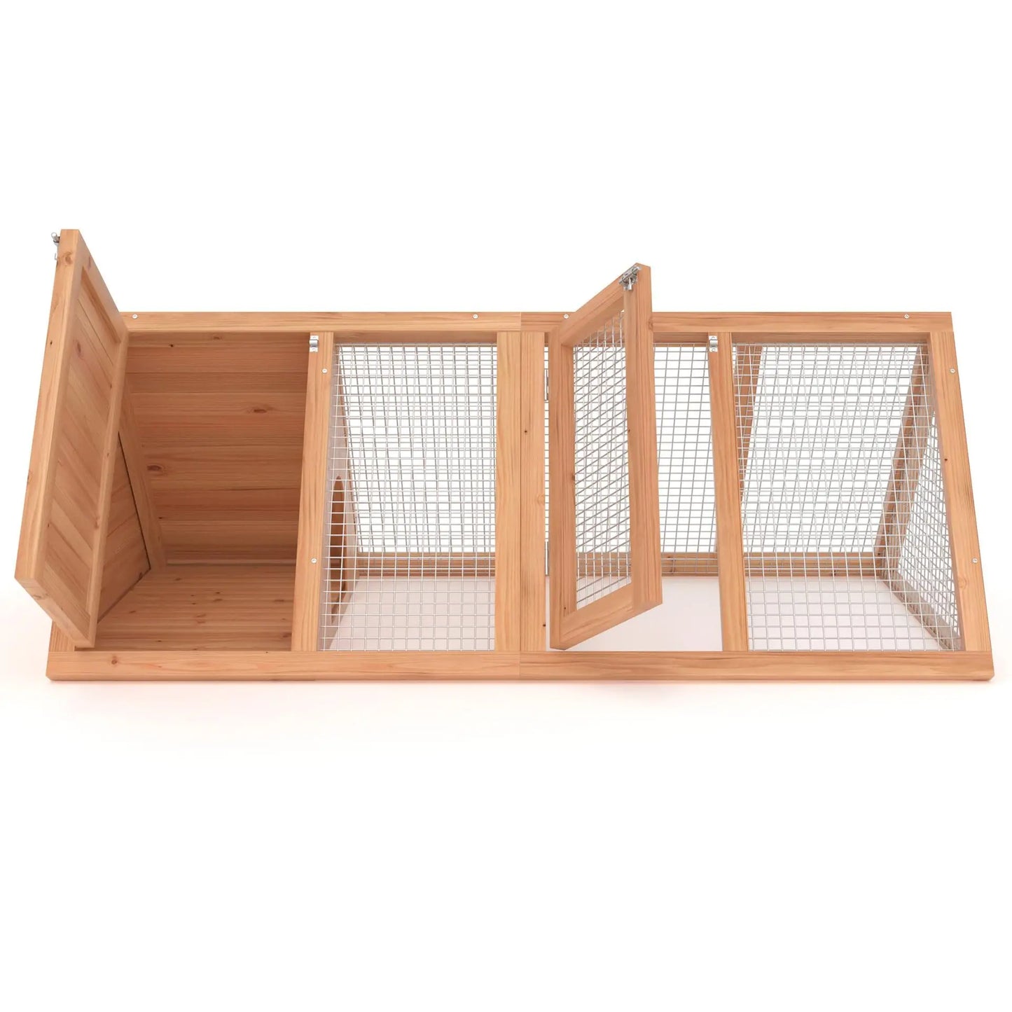 Cage triangulaire en bois pour lapin — extérieur