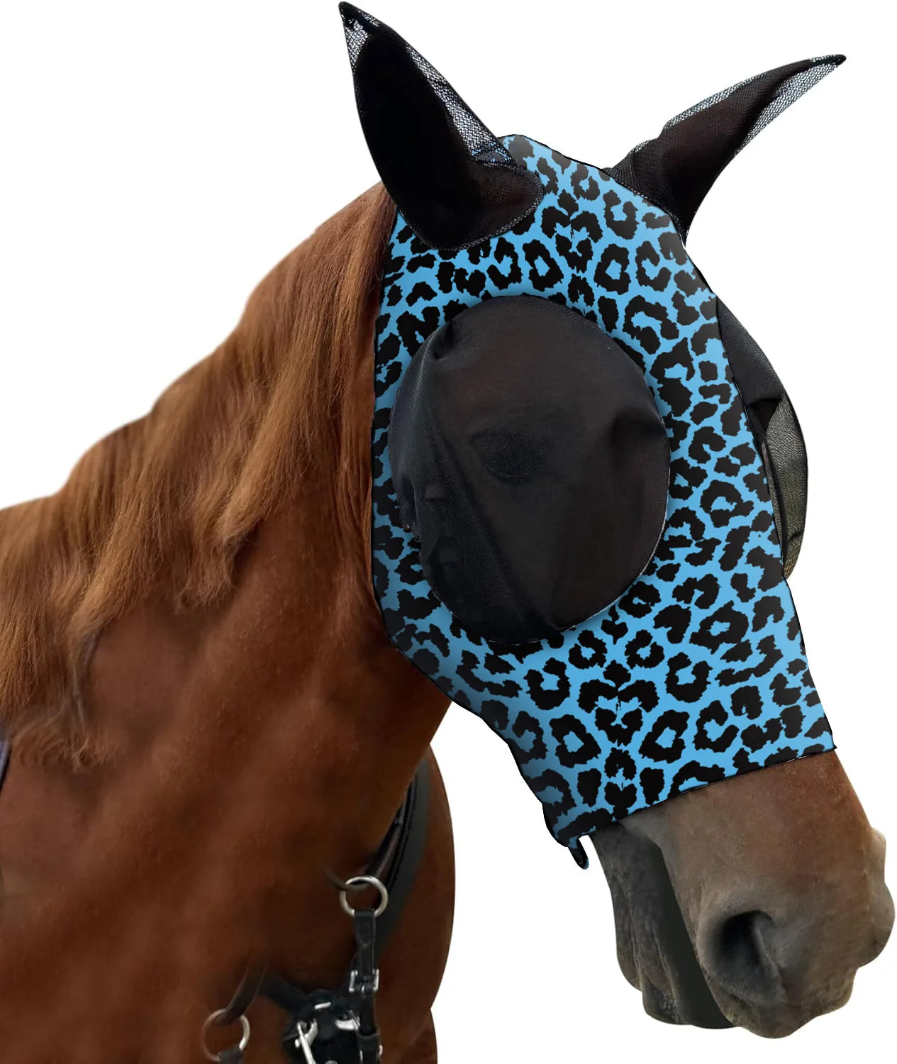 Ademende maskers voor paarden, bedrukt met diverse patronen, anti-muggen, onmiddellijke levering, uit voorraad leverbaar. Ruiteraccessoires.