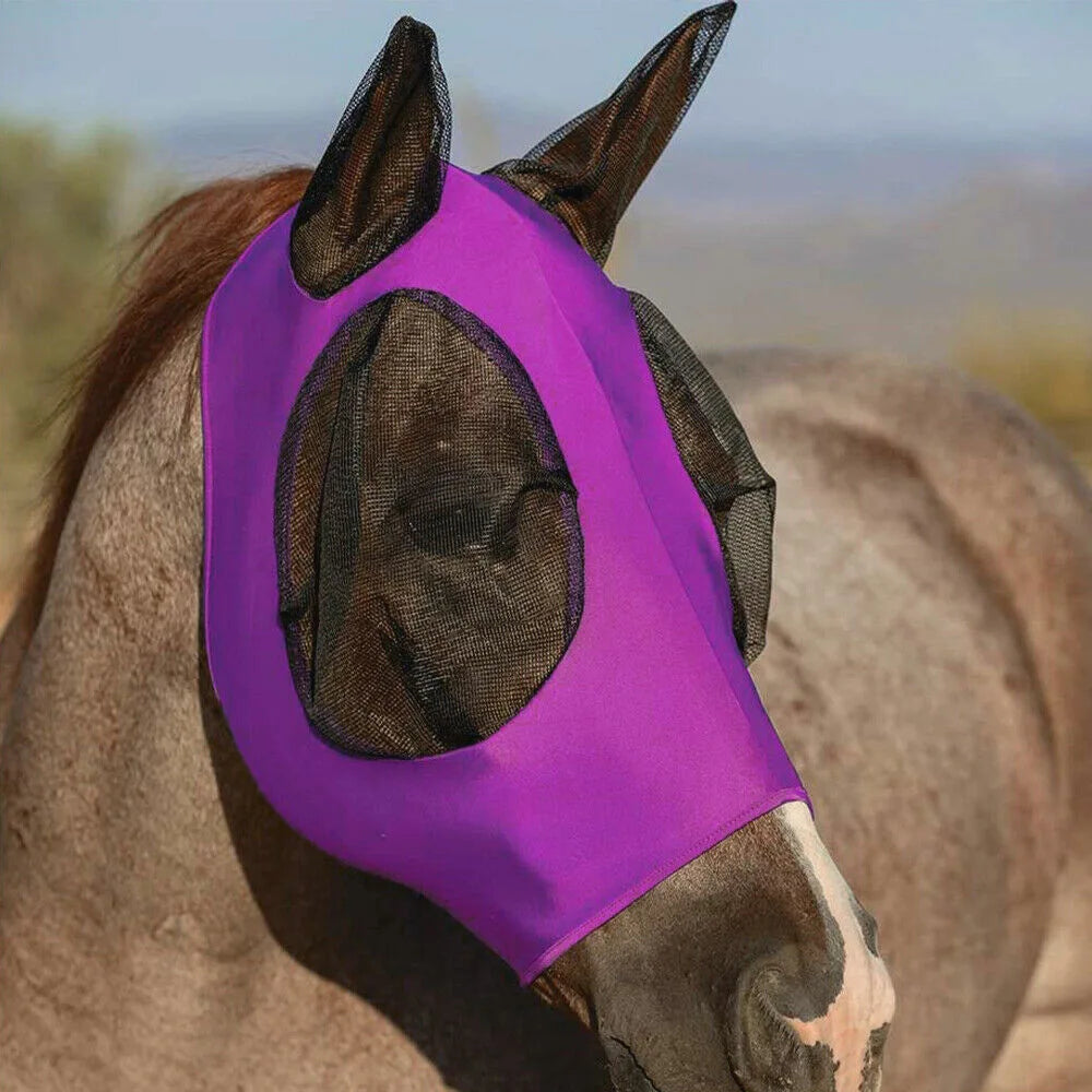 Ademende maskers voor paarden, bedrukt met diverse patronen, anti-muggen, onmiddellijke levering, uit voorraad leverbaar. Ruiteraccessoires.