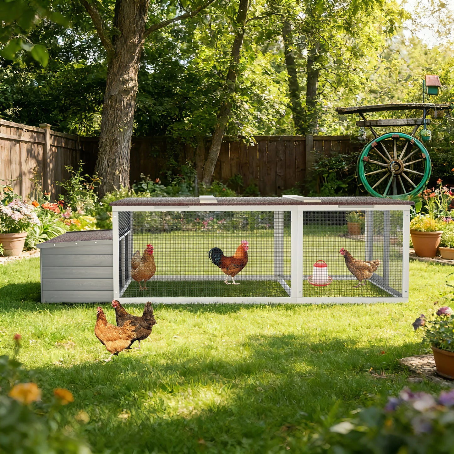 Poulailler en Bois Extérieur | Cage Sécurisée pour Poules, Lapins & Petits Animaux