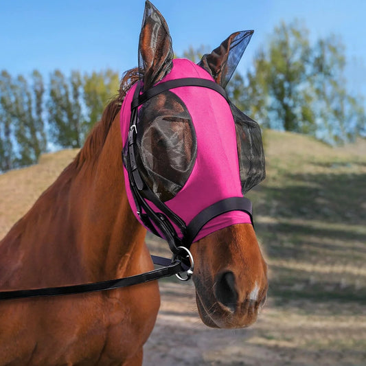 Masque pour cheval respirant – Imprimés variés, anti-moustiques