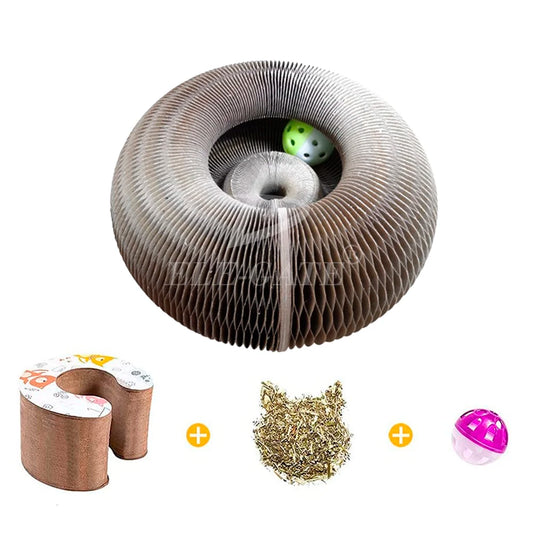 Griffoir Magique Pliable pour Chat | Carton Renforcé 2-en-1 avec Balle Clochette