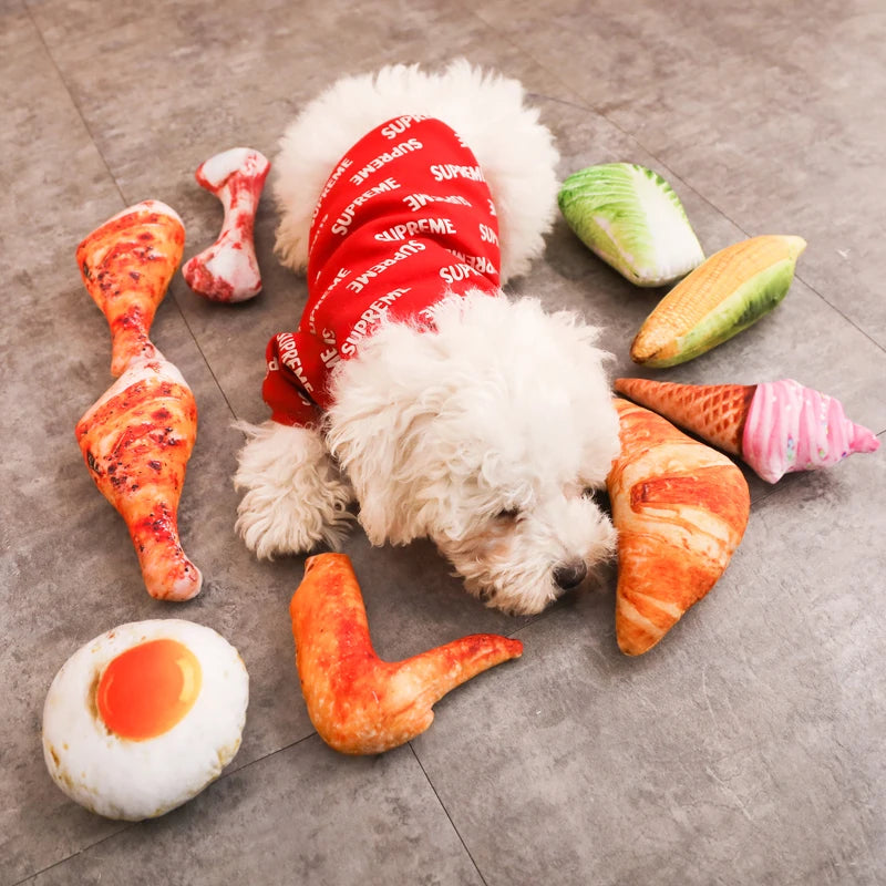 Jouet de Simulation pour chien, jeu amusant, chiot, grincement, pomme de terre, poulet, saucisse, conception d'os, jouets en peluche pour petits chiens