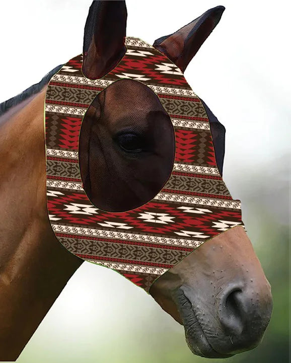 Ademende maskers voor paarden, bedrukt met diverse patronen, anti-muggen, onmiddellijke levering, uit voorraad leverbaar. Ruiteraccessoires.