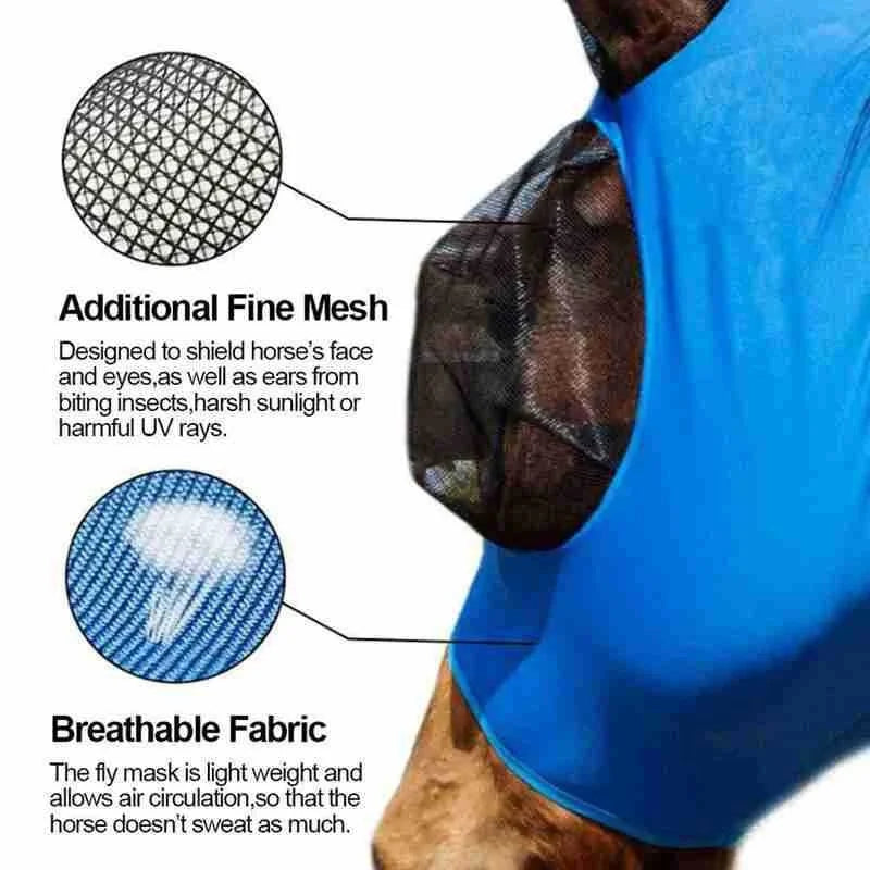 Cagoule anti-moustiques respirante pour cheval – 6 coloris