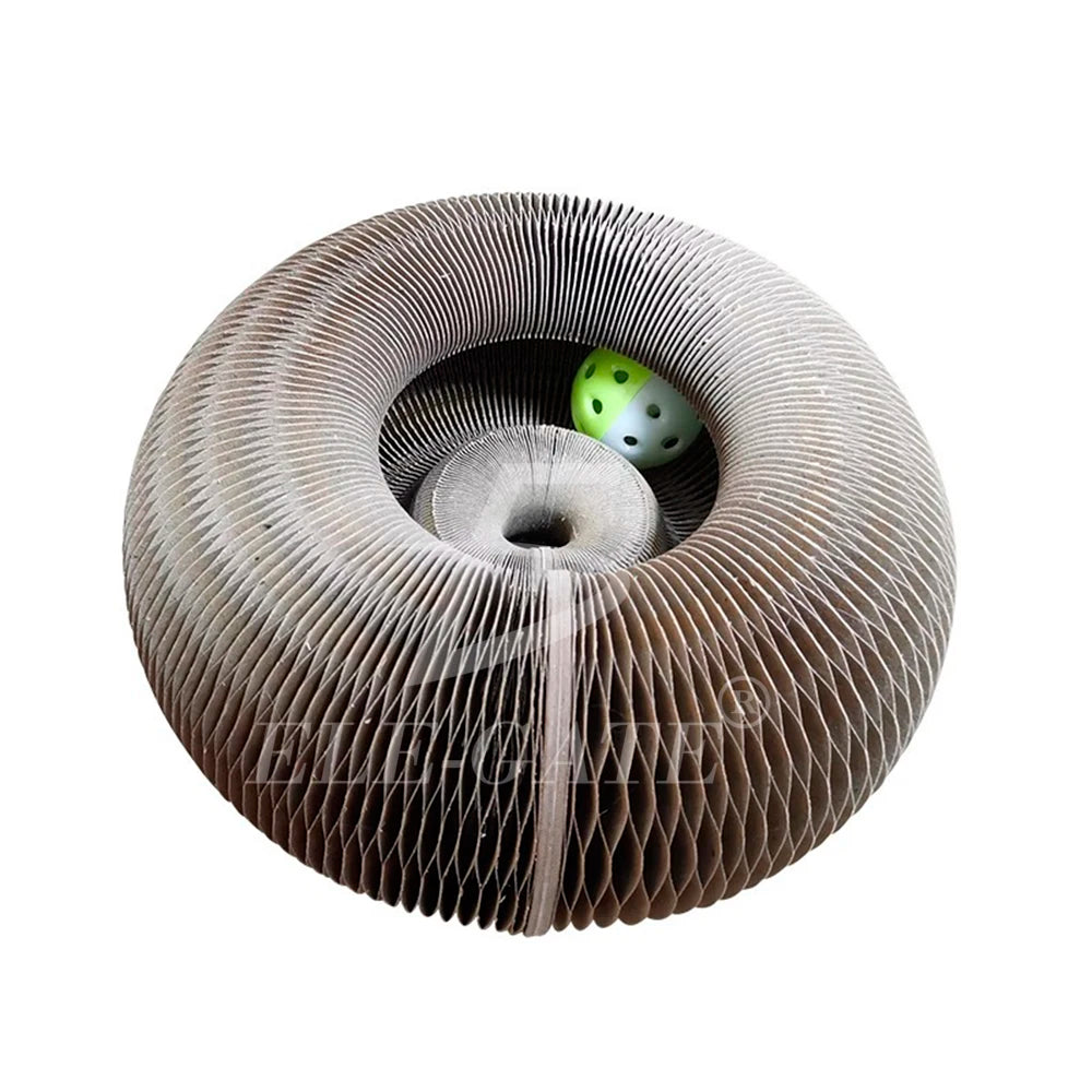 Griffoir Magique Pliable pour Chat | Carton Renforcé 2-en-1 avec Balle Clochette