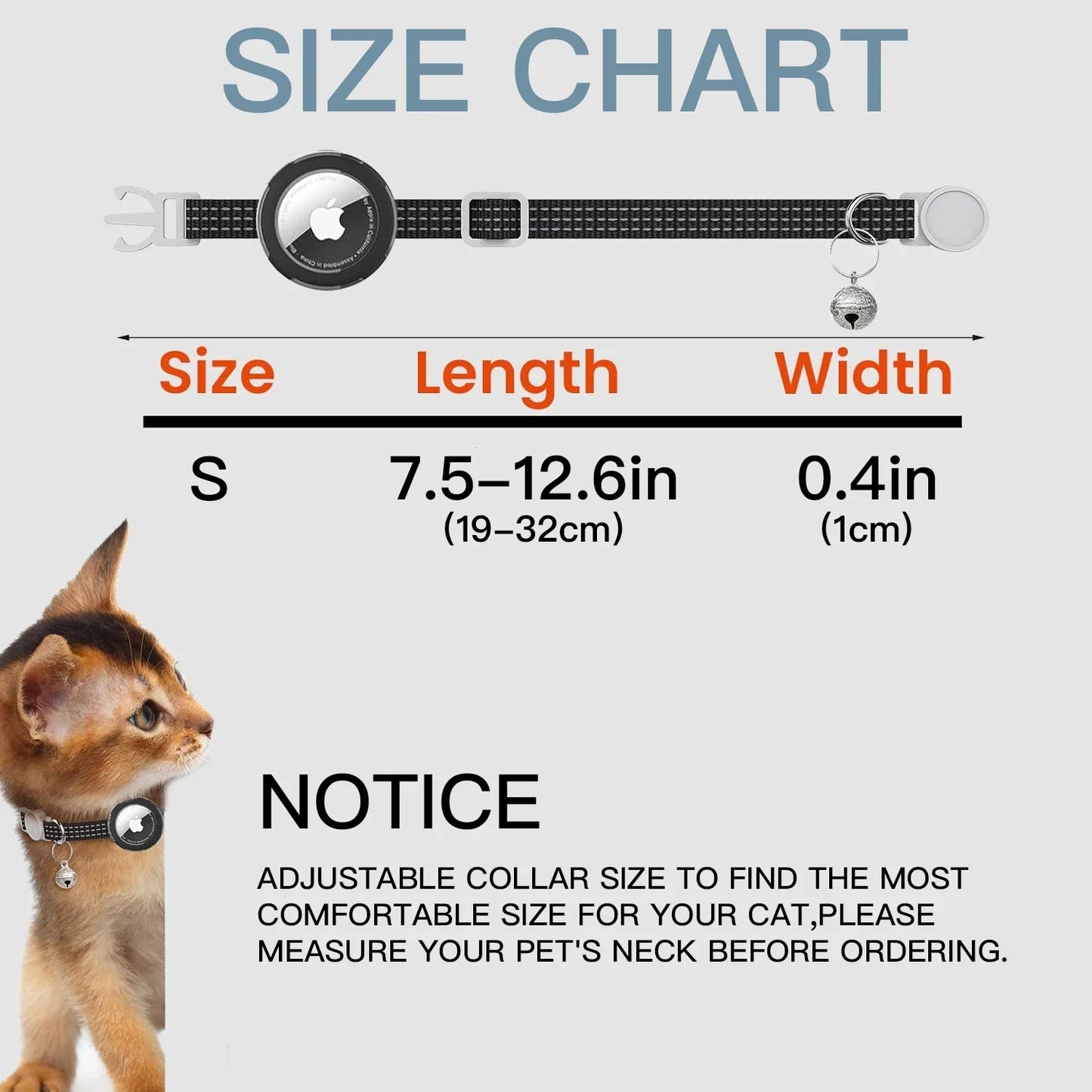 Collier pour Chat Compatible AirTag – Réfléchissant, Sécurité Breakaway & Cloche