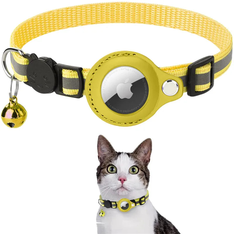 Collier pour chat avec support AirTag – Réfléchissant & Cloche