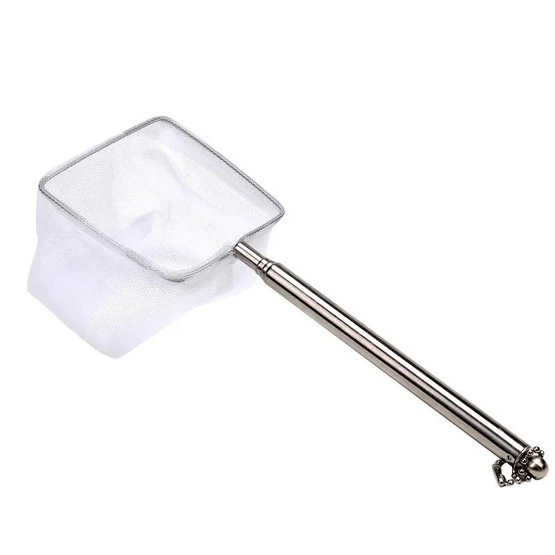 Épuisette à Manche Extensible pour Aquarium – Carrée ou Ronde, S / L, Poissons & Crevettes
