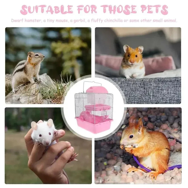 Cage Maison pour Hamster & Petits Rongeurs – Design Créatif Double Couche