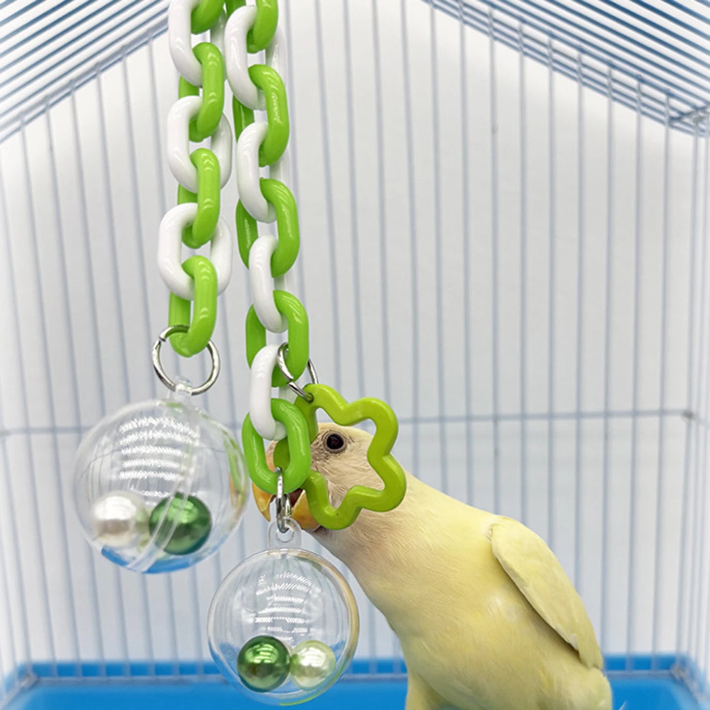 Jouet Suspendu à Perles pour Perroquet & Petit Oiseau – À Mordre & Grimper