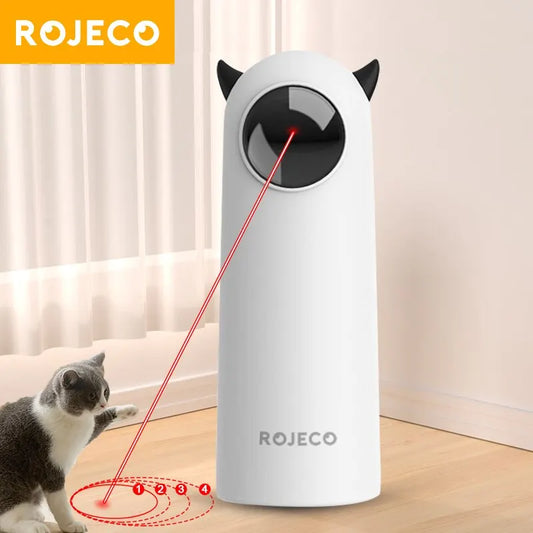 Jouet Laser LED Automatique pour Chat – Pointeur Interactif Intelligent ROJECO, Blanc
