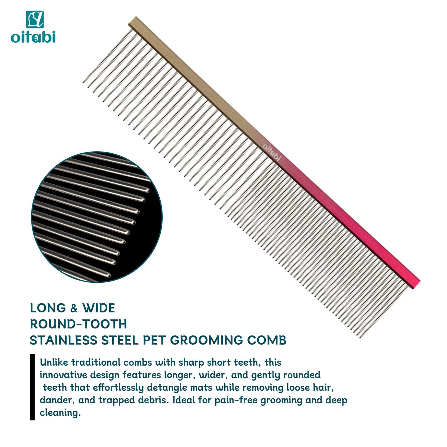 Peigne de Toilettage Professionnel OITABI pour Chat & Chien – Aluminium & Inox