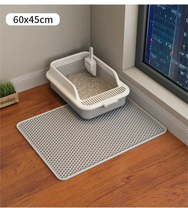Waterdichte, dubbellaagse kattenbakmat, antislip, wasbaar. Huisdierreiniging.