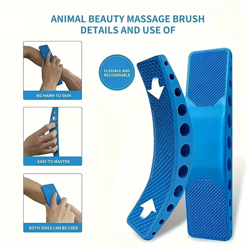 Brosse 6 en 1 pour cheval — Bain, massage & épilation