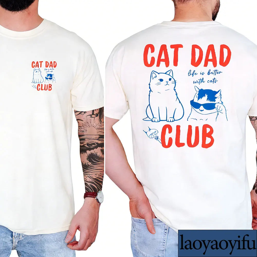 T-shirt Cat Dad Club — Homme | Coton Graphique Manches Courtes