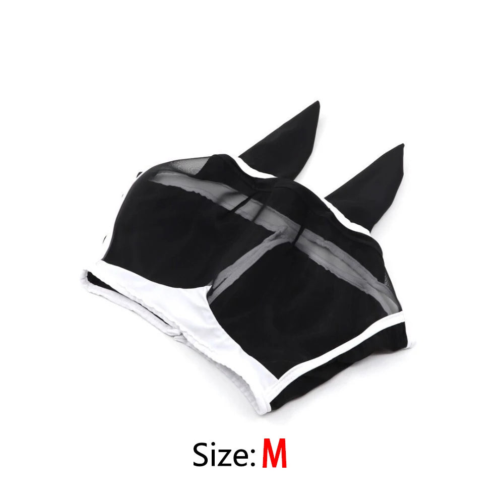 Masque anti-mouches pour cheval en maille respirante – Tailles S, M, L
