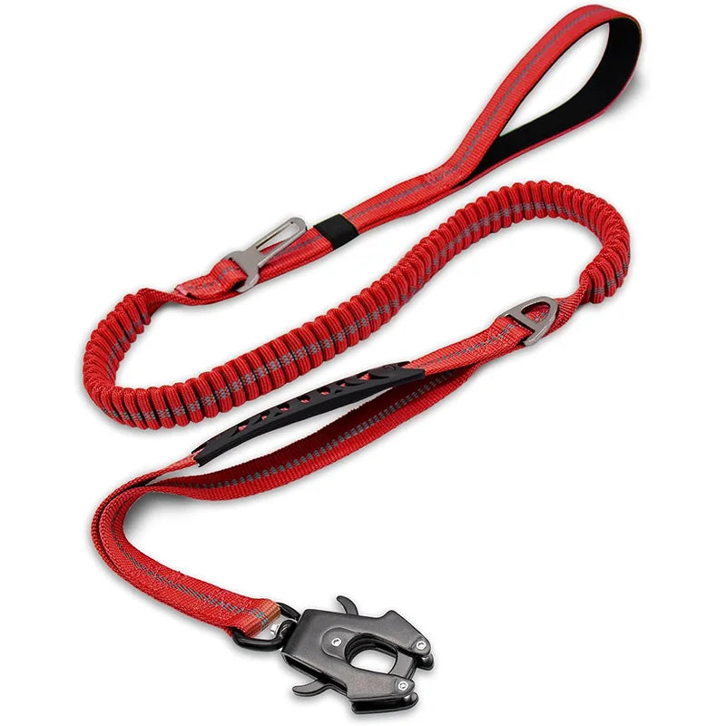 Laisse Tactique Réfléchissante pour Grand Chien – Double Poignée, Anti-Traction, Absorption des Chocs