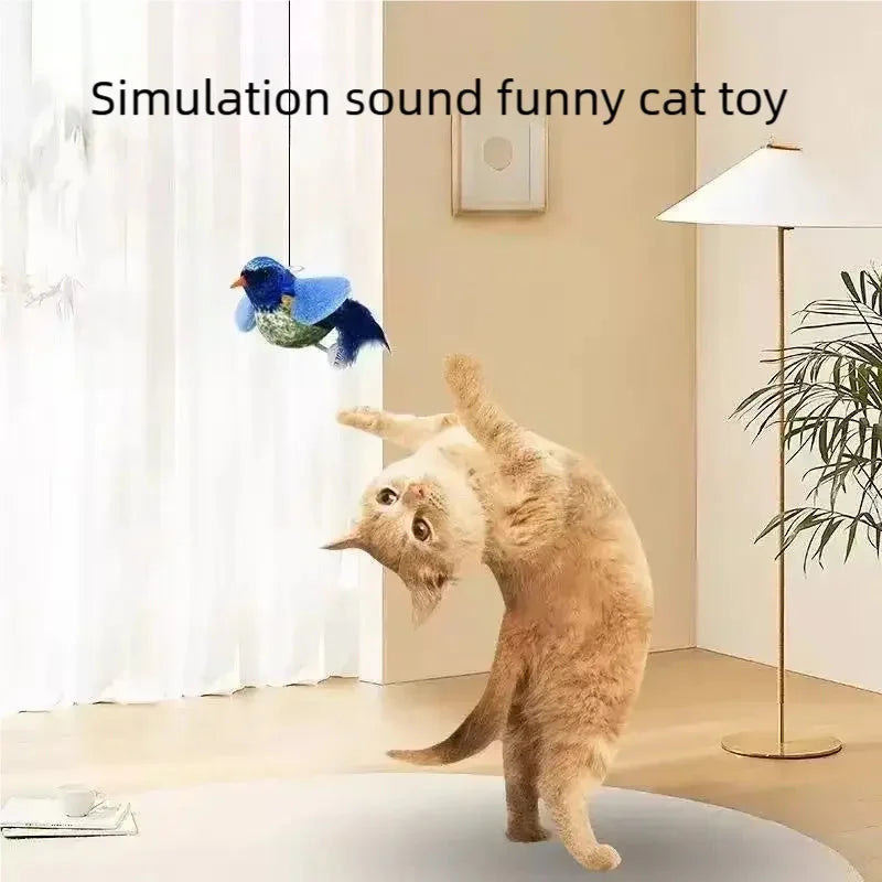Jouet Plume Oiseau pour Chat – Son Simulé & Anti-Ennui