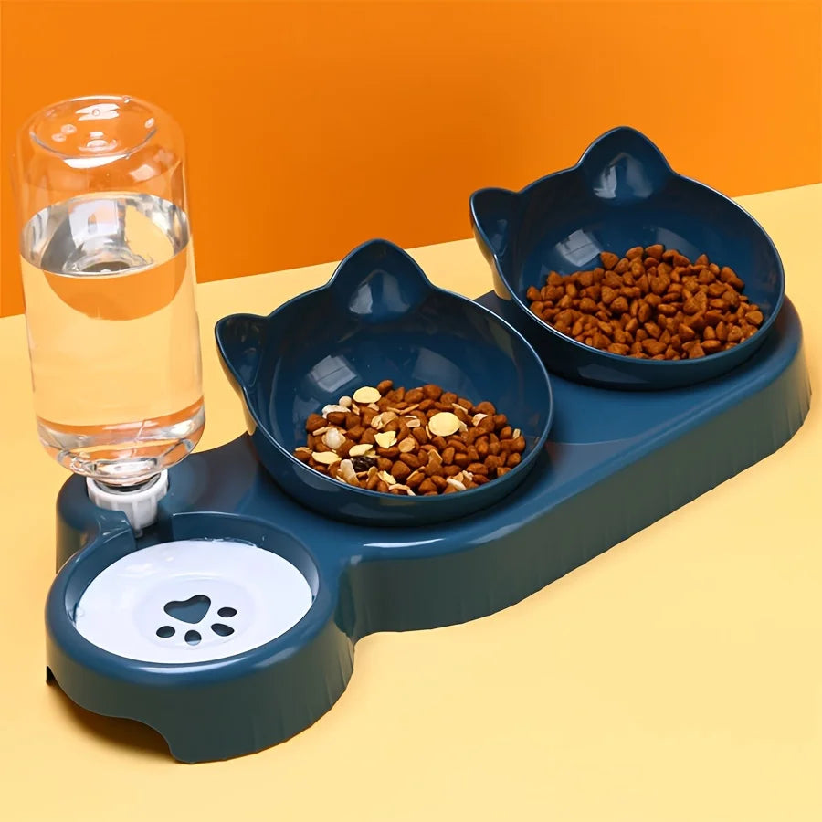Ensemble 3 en 1 gamelle et distributeur d’eau pour chat
