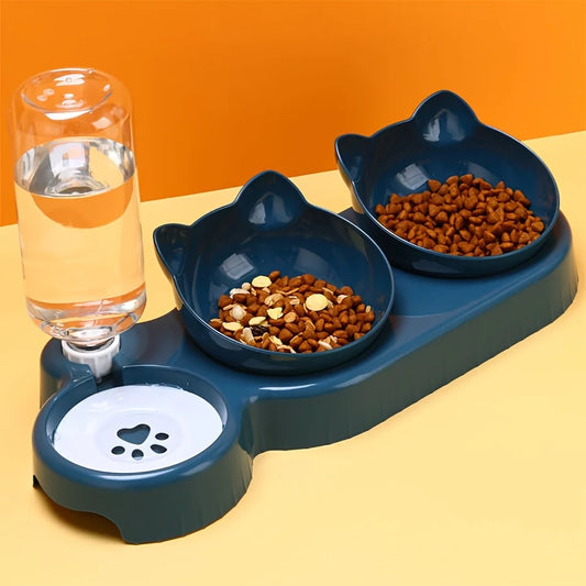 Ensemble 3 en 1 gamelle et distributeur d’eau pour chat