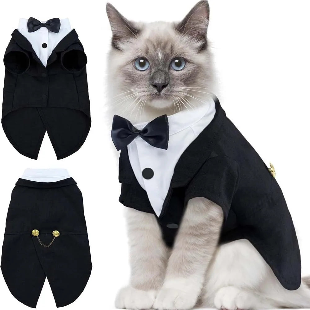 Kattenshirt/vest - Kattenkleding - Verjaardagsoutfit - Formele outfit - Kattenshirt - Kleding voor huisdieren - Kattenvest voor bruiloft of verjaardag
