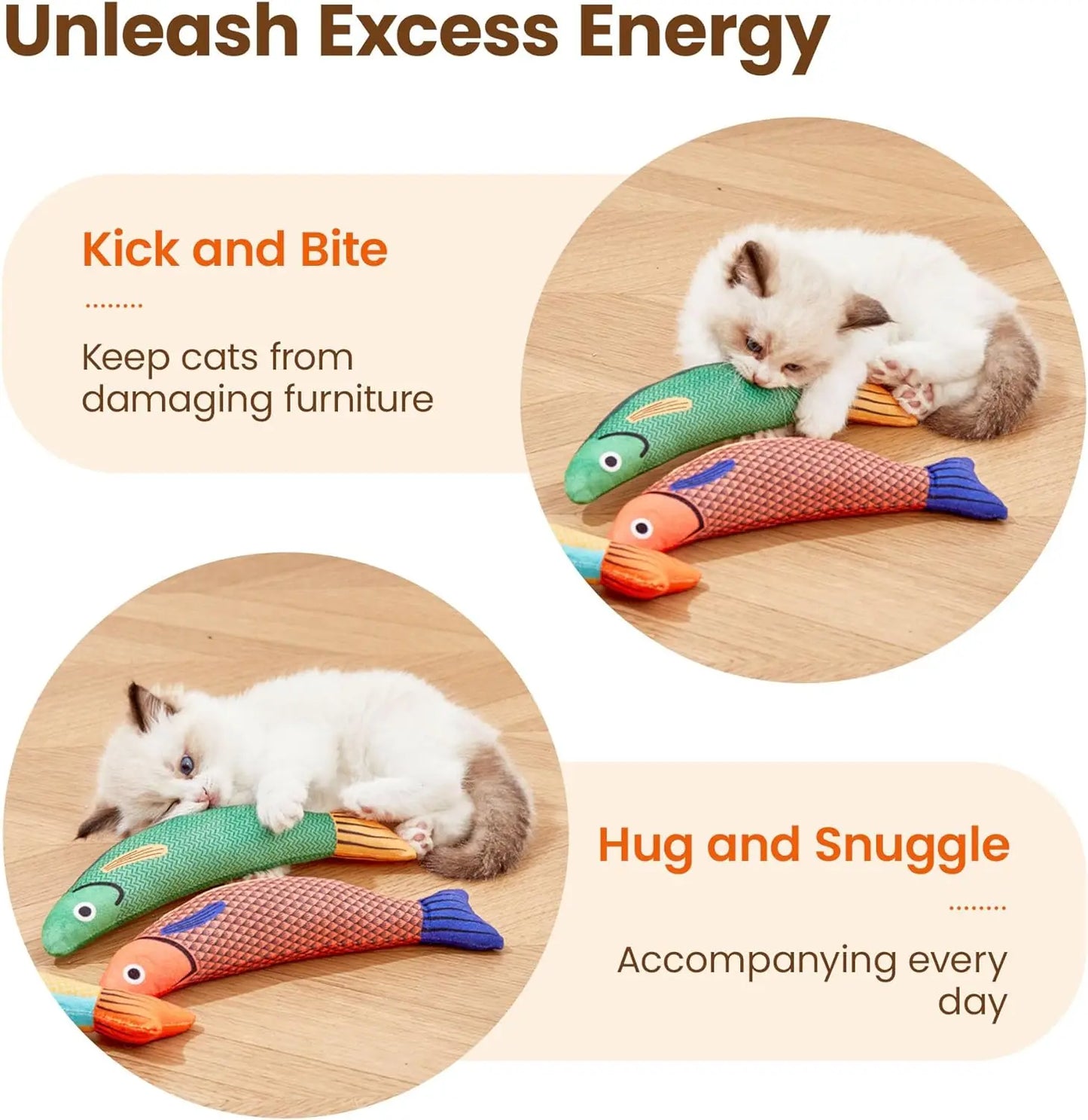 Kattenspeeltjes in visvorm, kattenkruid kauwspeeltjes, zacht en duurzaam, interactief speelgoed voor kittens met geluid en kauw- en bijtspeeltjes, kattenaccessoires
