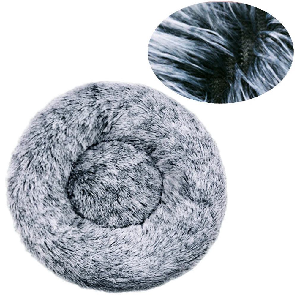 Lit rond en peluche pour chien et chat – Lavable, toutes saisons (40 à 90 cm)
