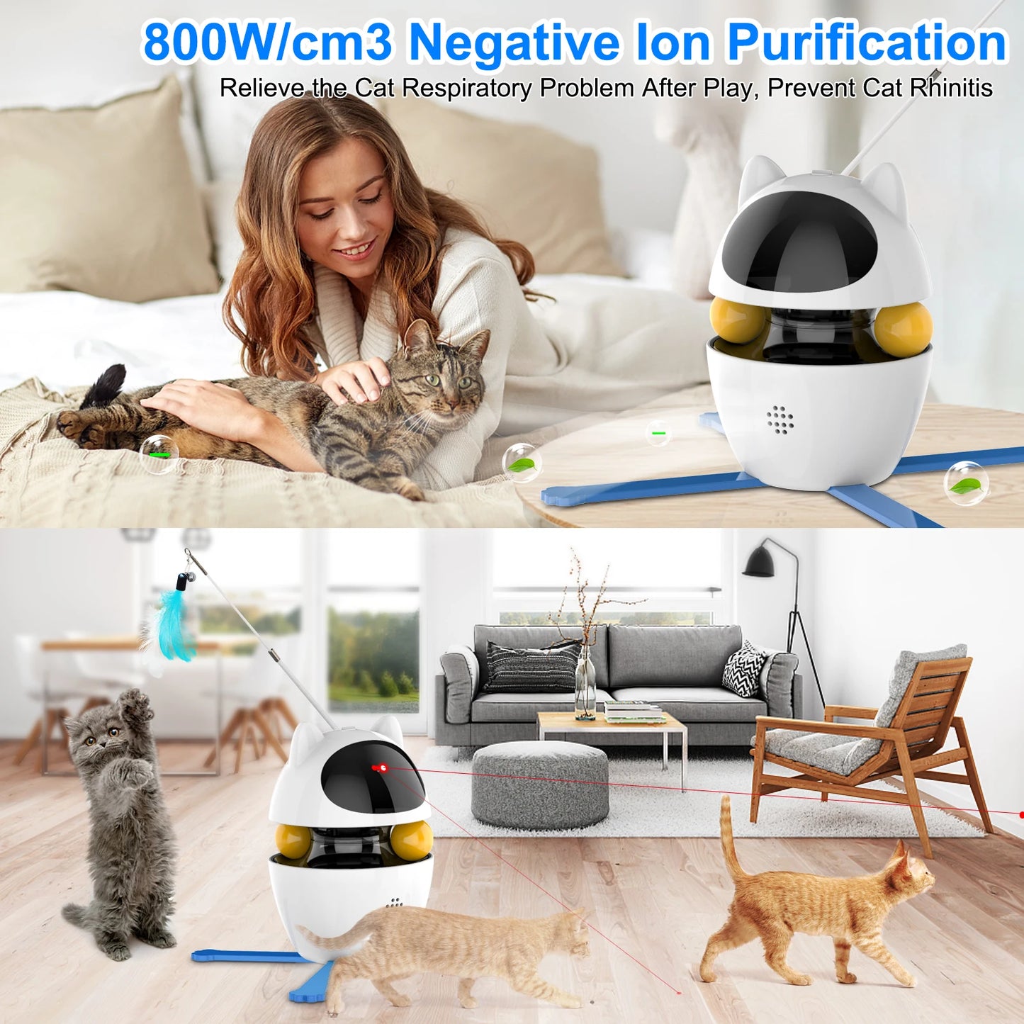 Jouet Interactif 4 en 1 pour Chat – Laser, Plume & Balle | Rechargeable USB