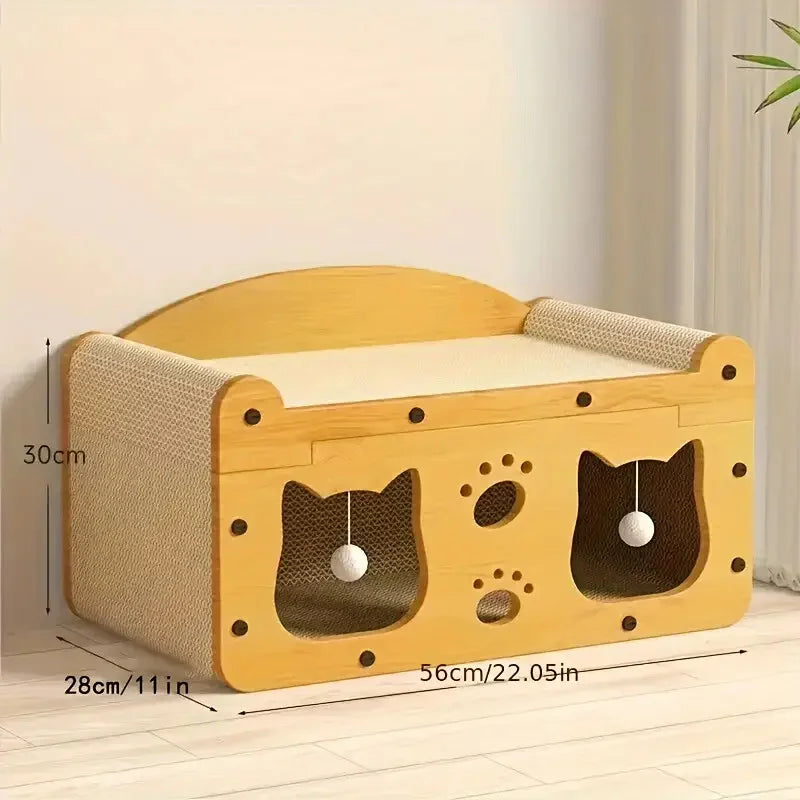 Griffoir-Lounge 2-en-1 pour Chat en Carton – Rouge, Bleu ou Vert