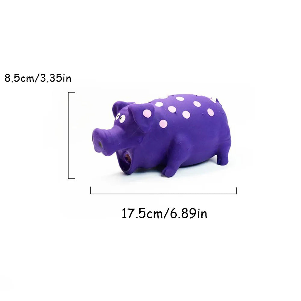 Latex huisdier speeltje in de vorm van een varken - Duurzaam kauw- en bijtspeeltje, gestippeld en piepend, voor honden en huisdieren. Accessoires voor intelligentiespellen.